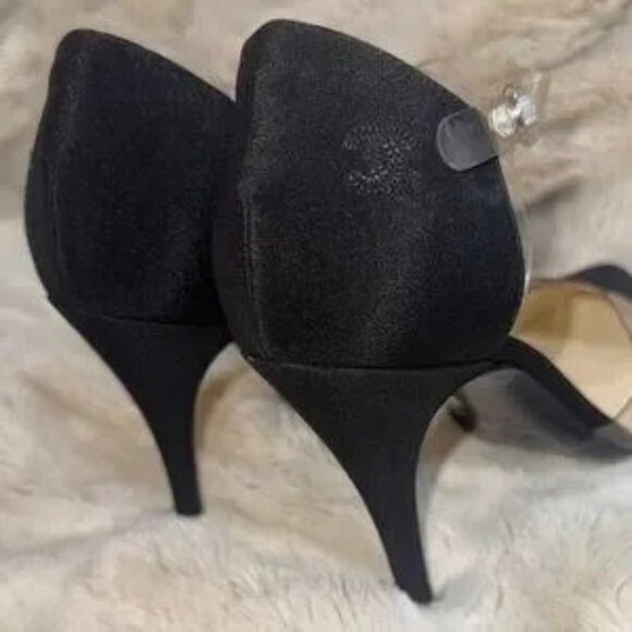 CHANEL Black & Transparent Ankle Strap Heels Size 37.5/ US 7 Made In Italy - Picture 14 of 14